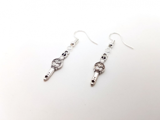 Preview: Uhr Ohrhänger Armbanduhr silberfarben